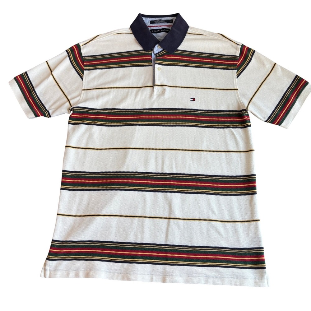 Tommy Hilfiger Mens Striped Polo Shirt Classic Fit‎ Short Sleeve Casual
